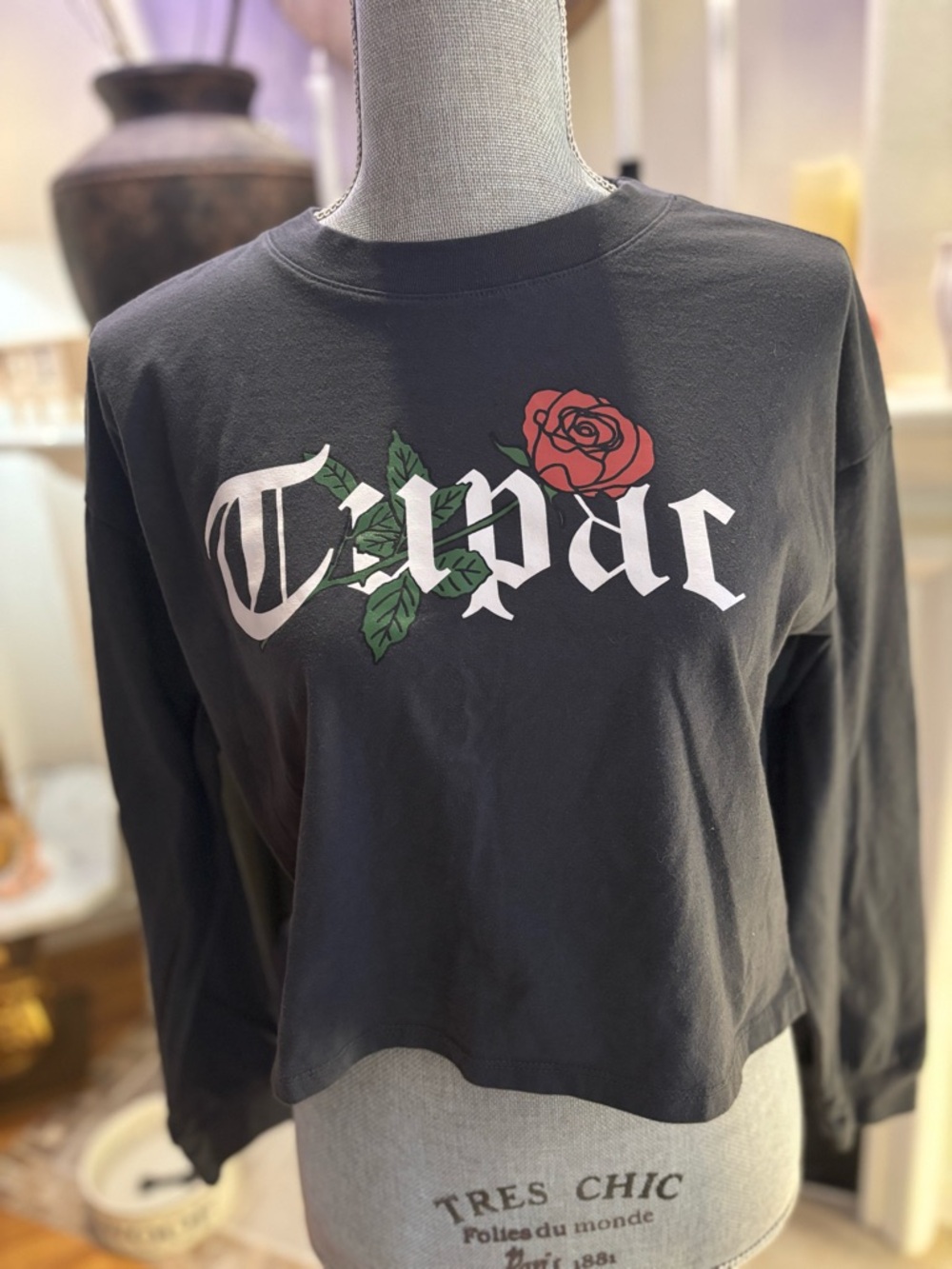 Graphic 2Pac Tupac Rose  Long Sleeve Gap Shirt Streetwear Grunge Boxy teen 18/20